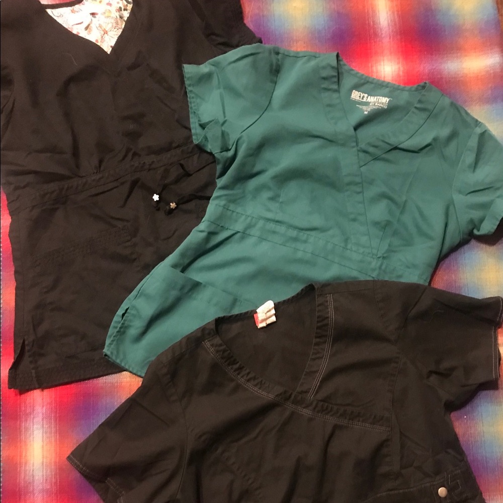 Bundle of three scrub tops size M